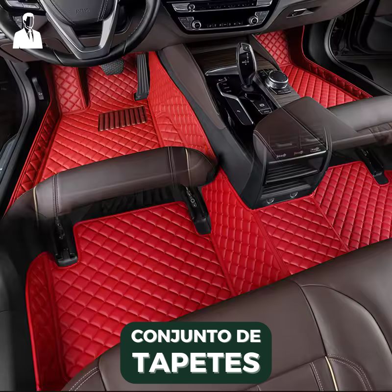 Conjunto Tapetes Veícular Luxo e Conforto em Couro Legítimo | Parte Dianteira e Traseira