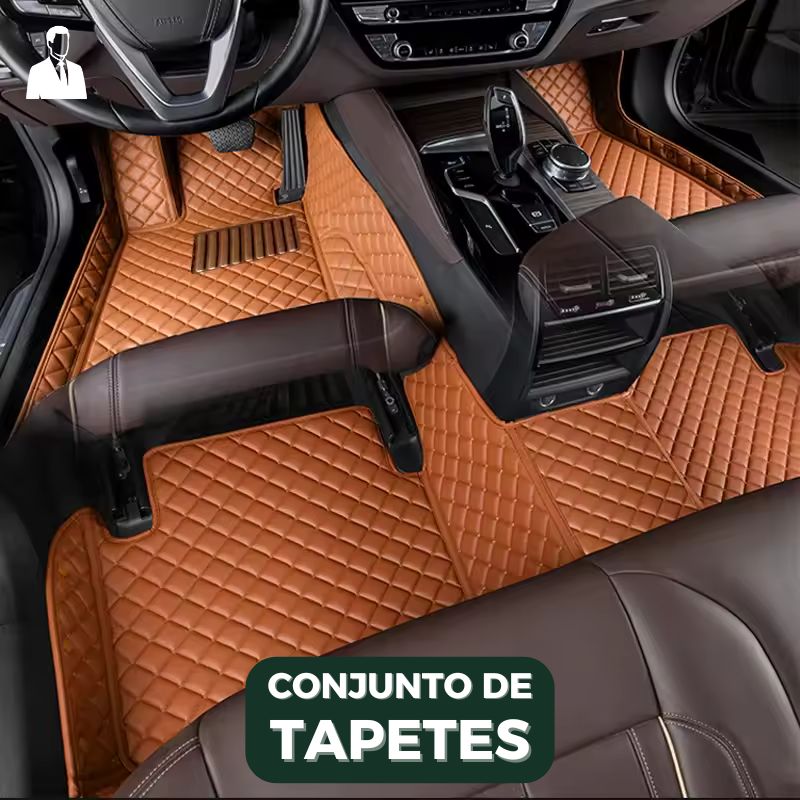 Conjunto Tapetes Veícular Luxo e Conforto em Couro Legítimo | Parte Dianteira e Traseira