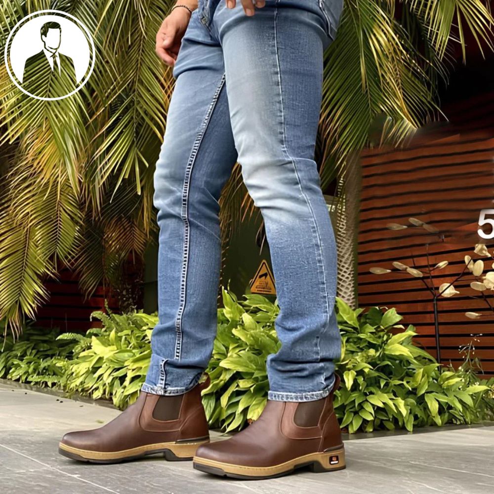 Kit Bota Masculina Ortopédica Zamu em 100% Couro Bovino + BRINDES: Cinto, Boné e Carteira