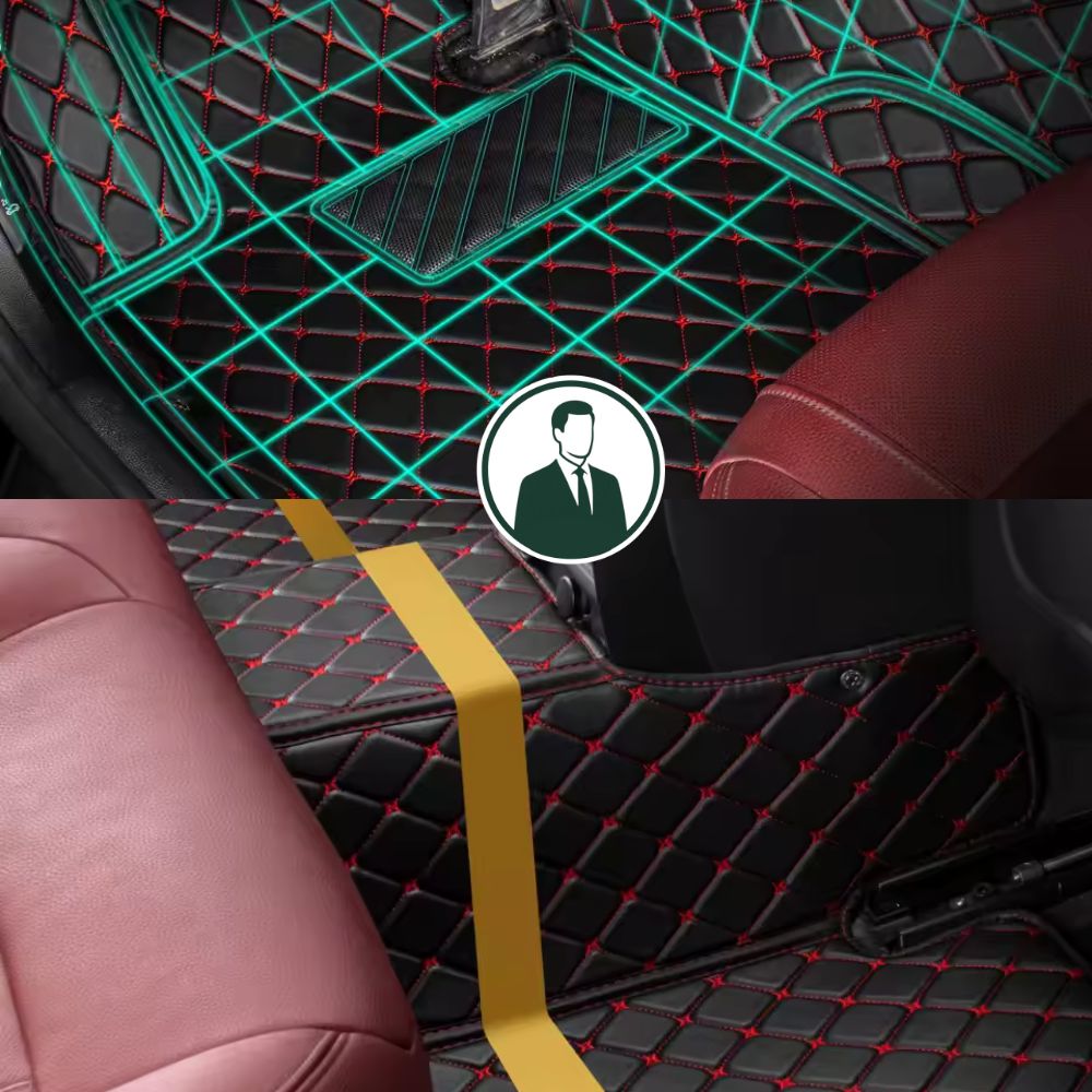 Conjunto Tapetes Veícular Luxo e Conforto em Couro Legítimo | Parte Dianteira e Traseira