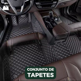 Conjunto Tapetes Veícular Luxo e Conforto em Couro Legítimo | Parte Dianteira e Traseira