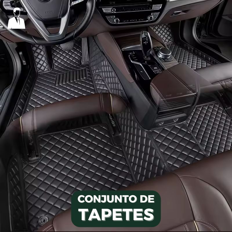 Conjunto Tapetes Veícular Luxo e Conforto em Couro Legítimo | Parte Dianteira e Traseira