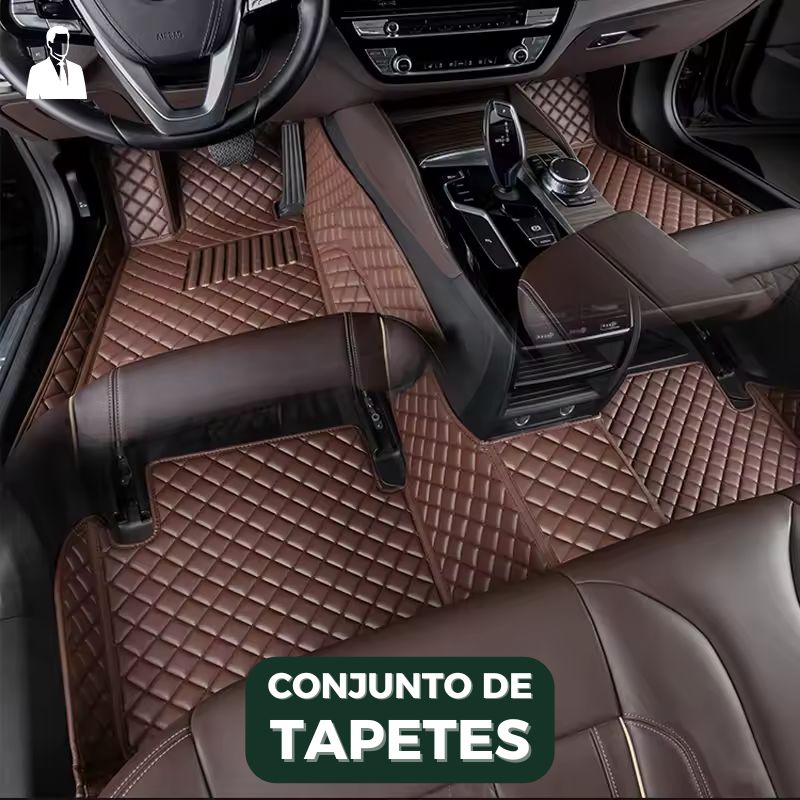 Conjunto Tapetes Veícular Luxo e Conforto em Couro Legítimo | Parte Dianteira e Traseira