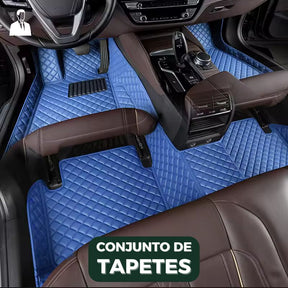 Conjunto Tapetes Veícular Luxo e Conforto em Couro Legítimo | Parte Dianteira e Traseira