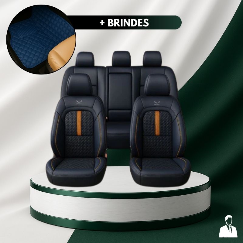 Capa para Banco de Carro Completa em Couro Legítimo Universal Italian + BRINDE: Tapete Completo