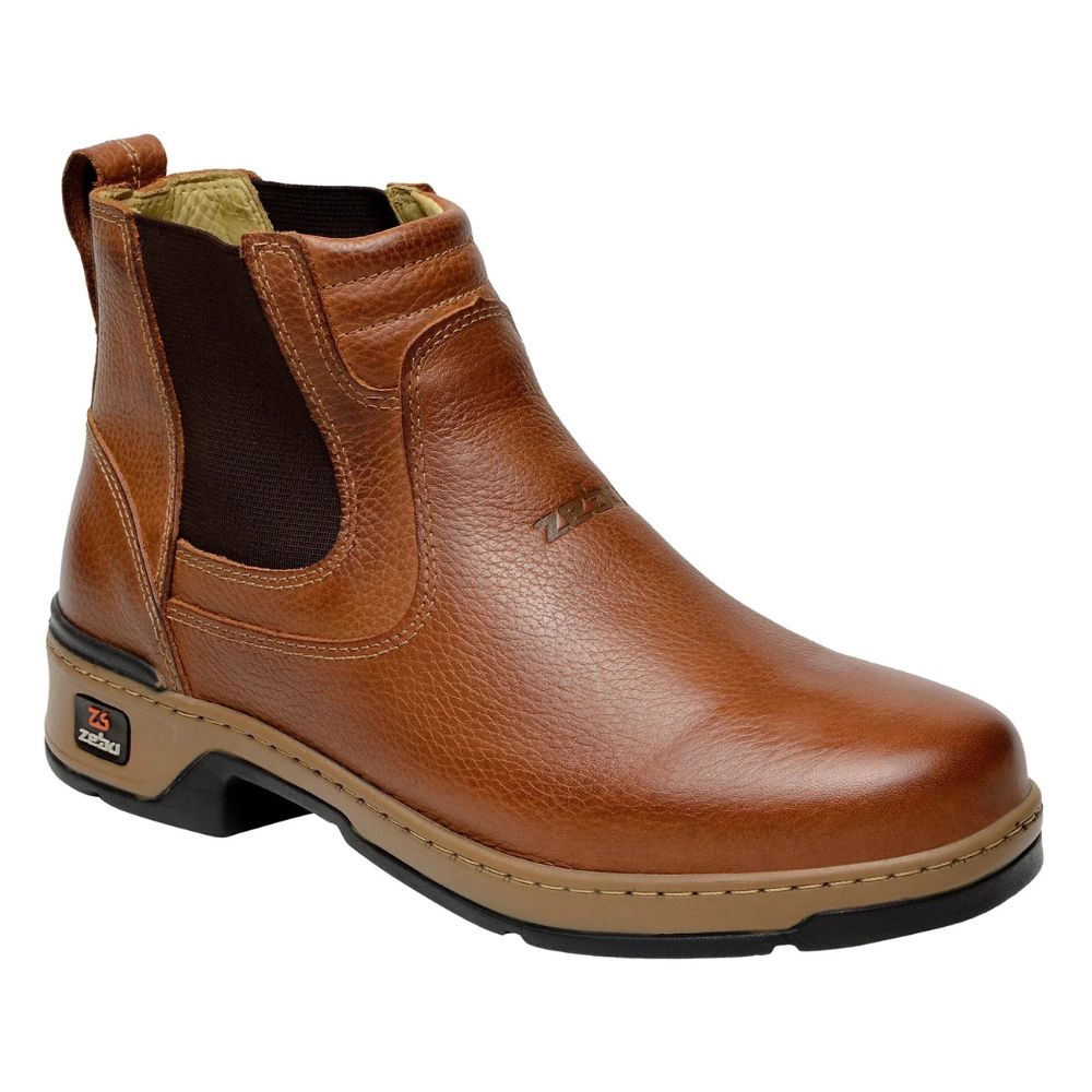 Kit Bota Masculina Ortopédica Zamu em 100% Couro Bovino + BRINDES: Cinto, Boné e Carteira