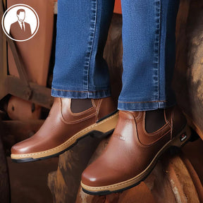 Kit Bota Masculina Ortopédica Zamu em 100% Couro Bovino + BRINDES: Cinto, Boné e Carteira