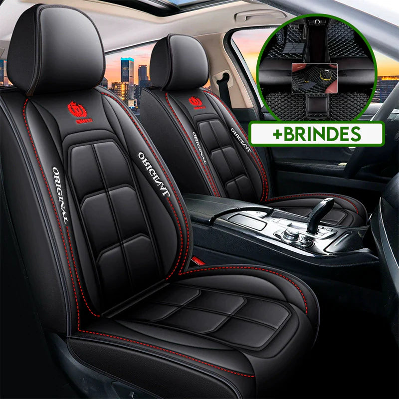 Capa Universal Torax Completa Para Carro em Couro Legítimo + 3 BRINDES: Tapetes Automotivos